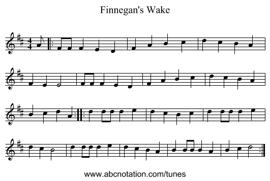 Finnegan's Wake - staff notation