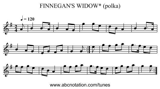 FINNEGAN'S WIDOW* (polka) - staff notation