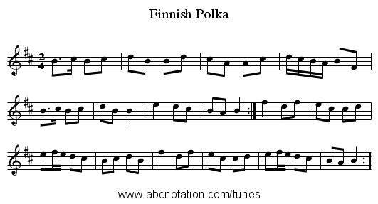 Finnish Polka - staff notation