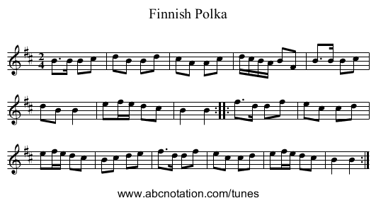 Finnish Polka - staff notation