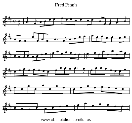 Finn's, Fred - staff notation