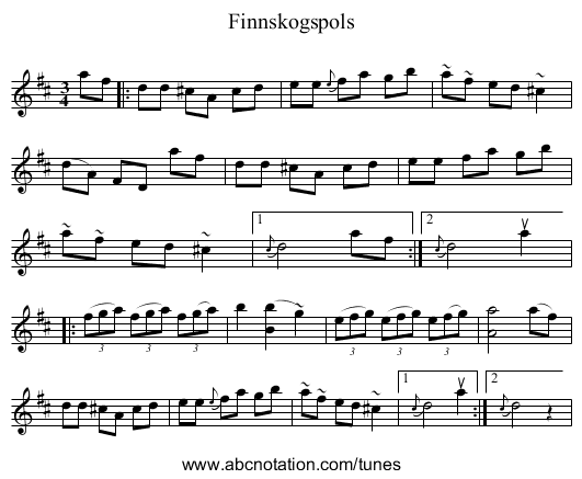 Finnskogspols - staff notation