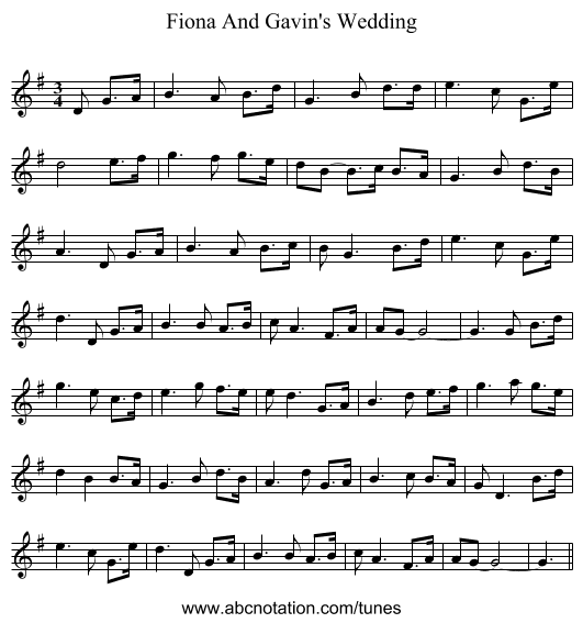 Fiona And Gavin's Wedding - staff notation