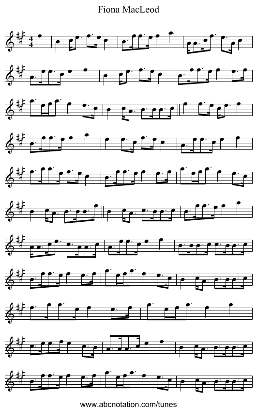 Fiona MacLeod - staff notation