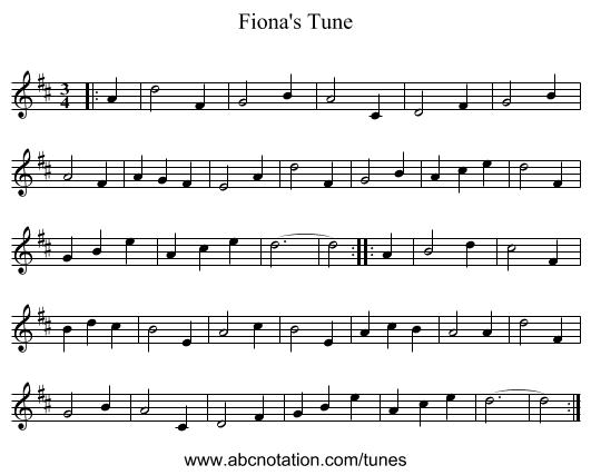 Fiona's Tune - staff notation