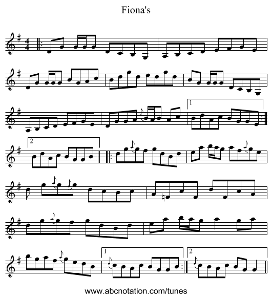 Fiona's - staff notation