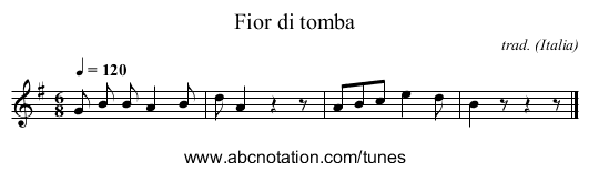 Fior di tomba - staff notation