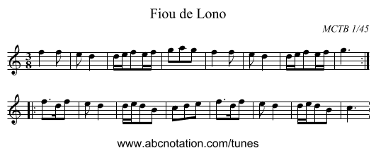 Fiou de Lono - staff notation