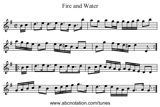 Fire and Water - staff notation
