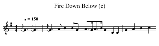 Fire Down Below (c) - staff notation
