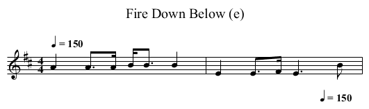 Fire Down Below (e) - staff notation