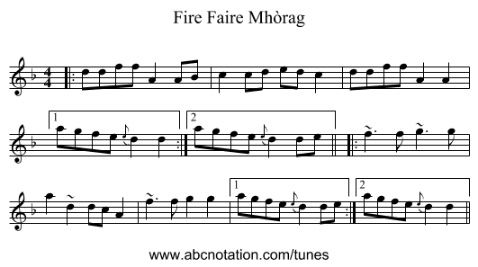 Fire Faire Mhòrag - staff notation