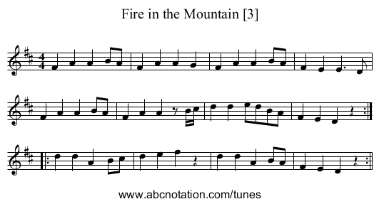 Fire in the Mountain [3] - staff notation