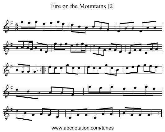 Fire on the Mountains [2] - staff notation