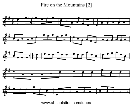 Fire on the Mountains [2] - staff notation