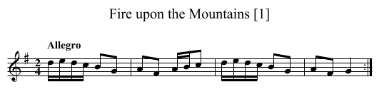 Fire upon the Mountains [1] - staff notation