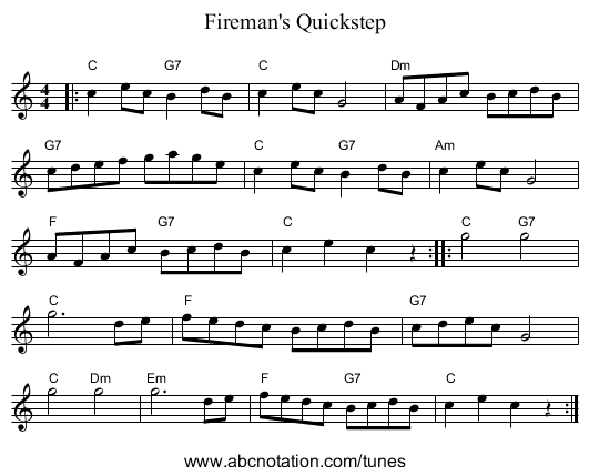 Fireman's Quickstep - staff notation