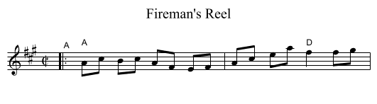 Fireman's Reel - staff notation