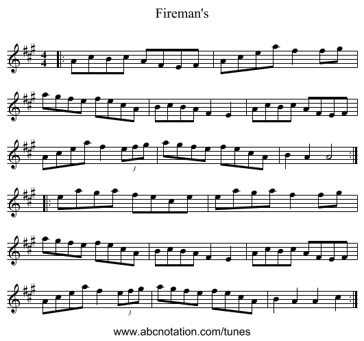 Fireman's - staff notation
