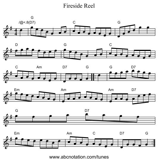 Fireside Reel - staff notation