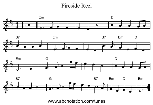 Fireside Reel - staff notation