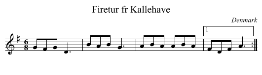 Firetur fr Kallehave - staff notation