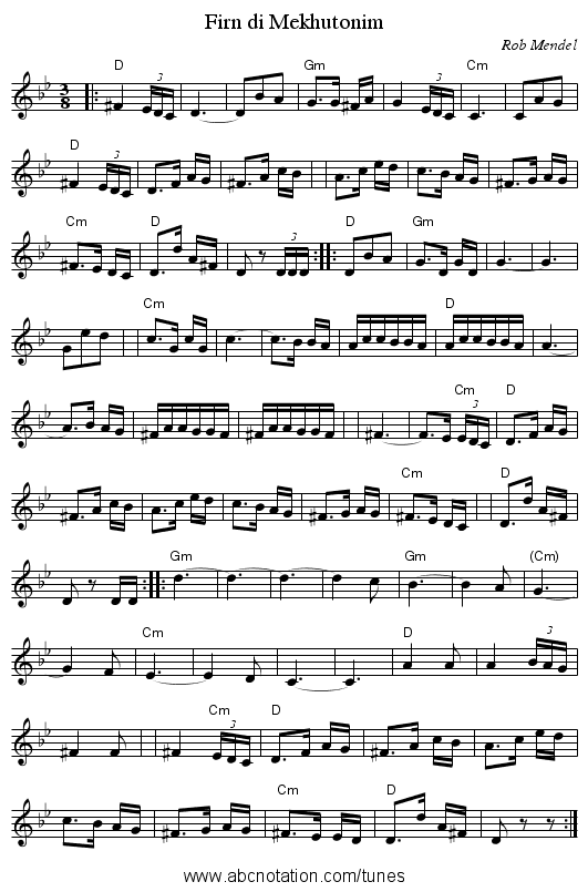 Firn di Mekhutonim - staff notation