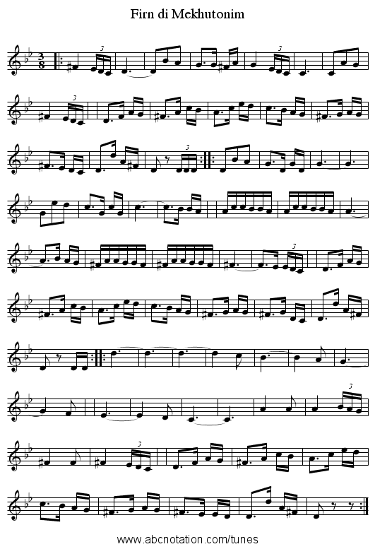 Firn di Mekhutonim - staff notation