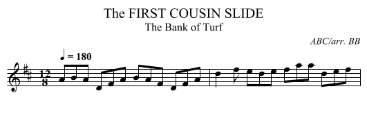 FIRST COUSIN SLIDE, The - staff notation