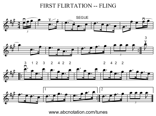 FIRST FLIRTATION -- FLING - staff notation