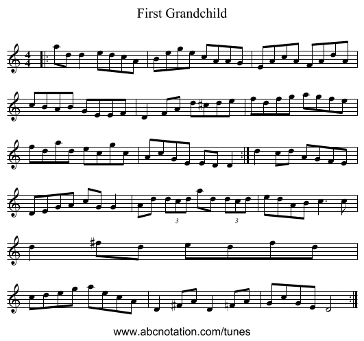 First Grandchild - staff notation
