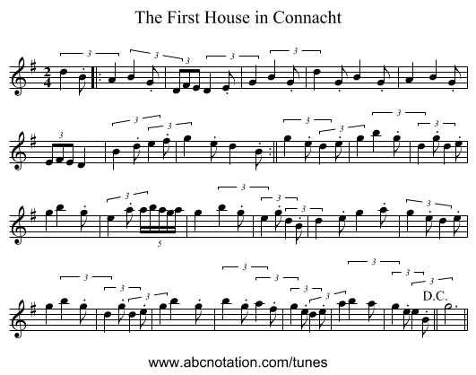 First House in Connacht, The - staff notation