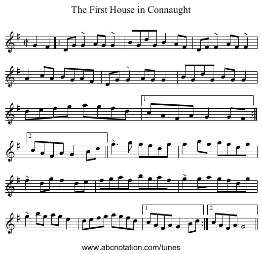 First House in Connaught, The - staff notation