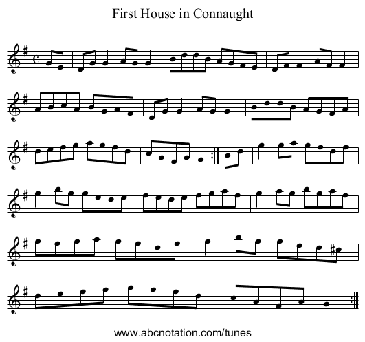 First House in Connaught - staff notation