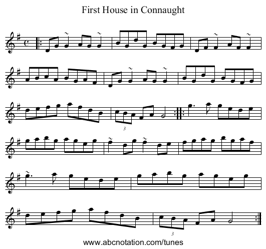 First House in Connaught - staff notation