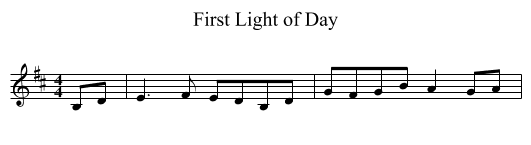 First Light of Day - staff notation
