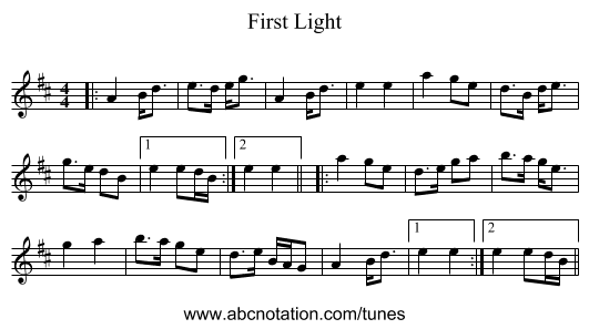 First Light - staff notation