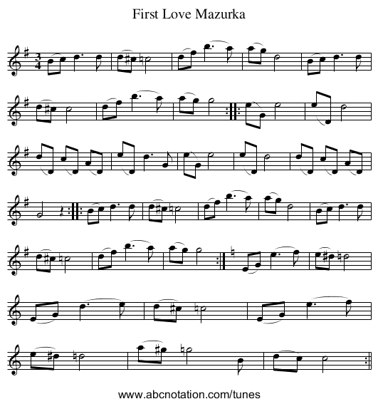 First Love Mazurka - staff notation