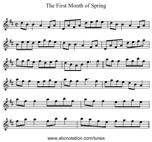First Month of Spring, The - staff notation