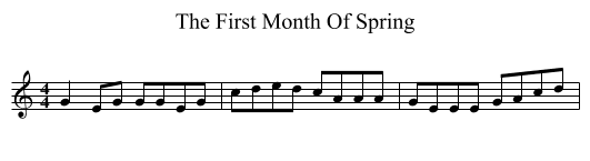 First Month Of Spring, The  - staff notation