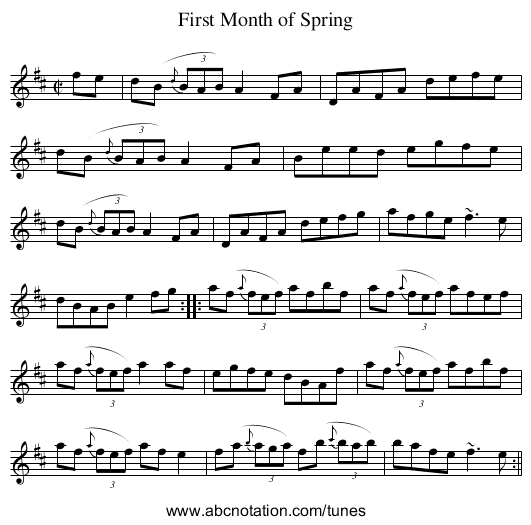 First Month of Spring - staff notation