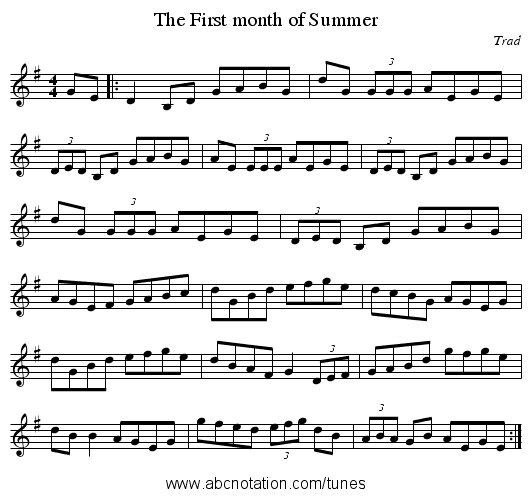 First month of Summer, The - staff notation