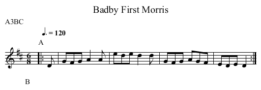 First Morris, Badby - staff notation