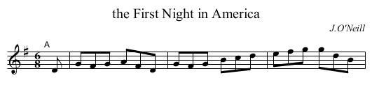 First Night in America, the  - staff notation
