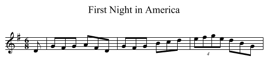 First Night in America - staff notation