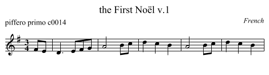 First No&euml;l v.1, the  - staff notation