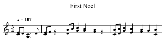 First Noel - staff notation