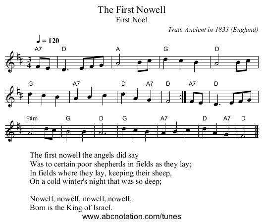 First Nowell, The - staff notation
