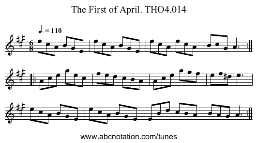 First of April. THO4.014, The - staff notation