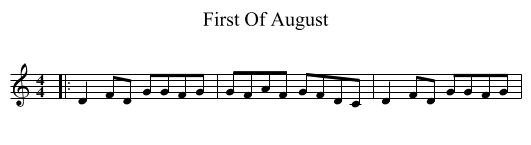 First Of August - staff notation